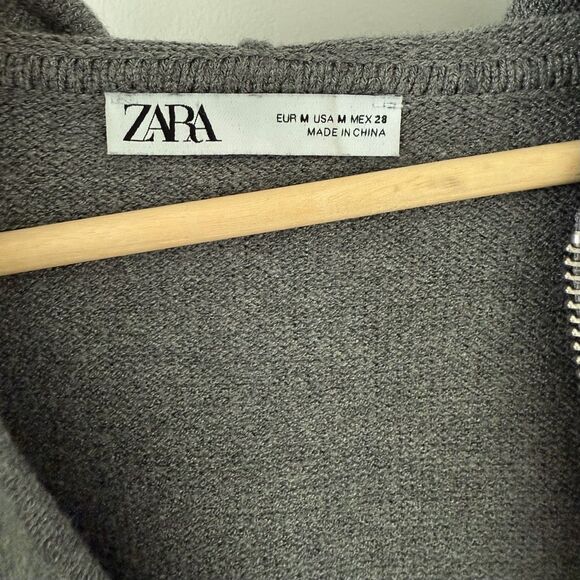 Zara Sweater Knit Zip Up Cardigan Hoodie - Picture 6 of 6